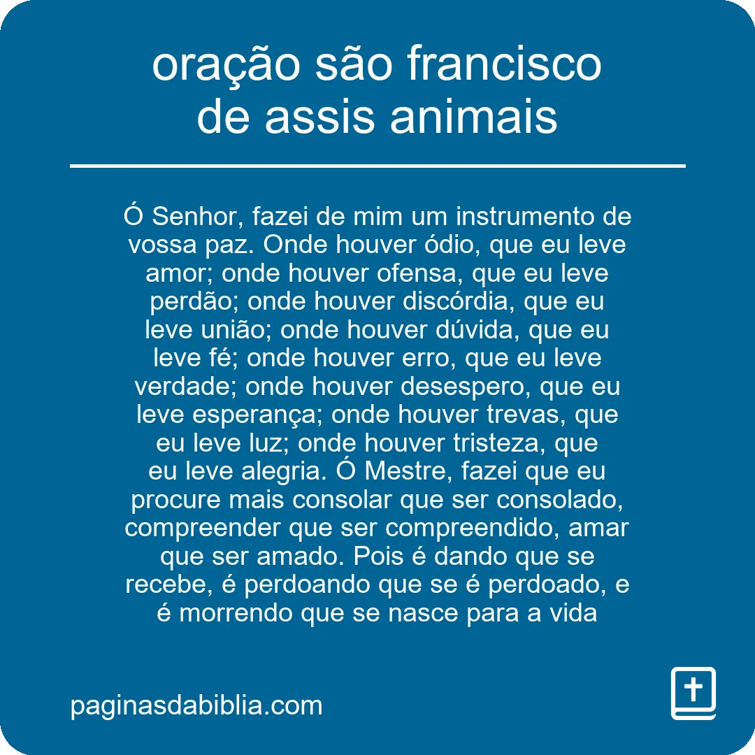 oração são francisco de assis animais