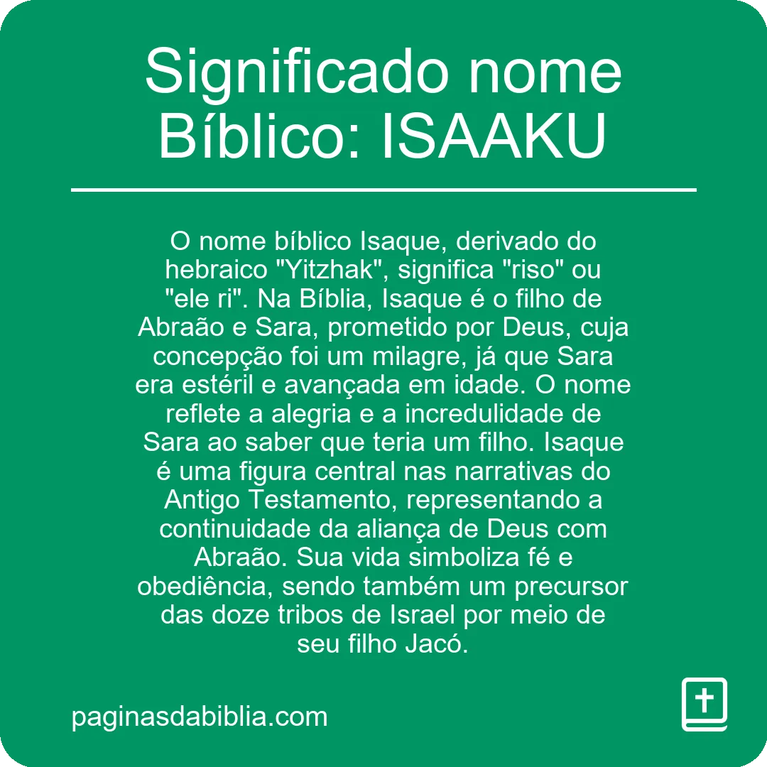 Significado nome Bíblico: ISAAKU