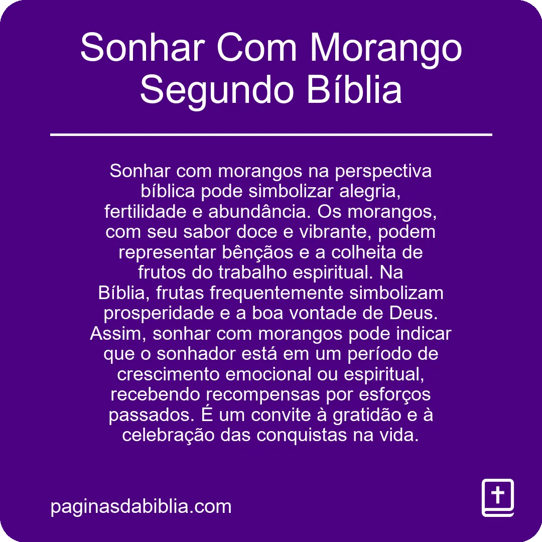 Sonhar Com Morango Segundo Bíblia