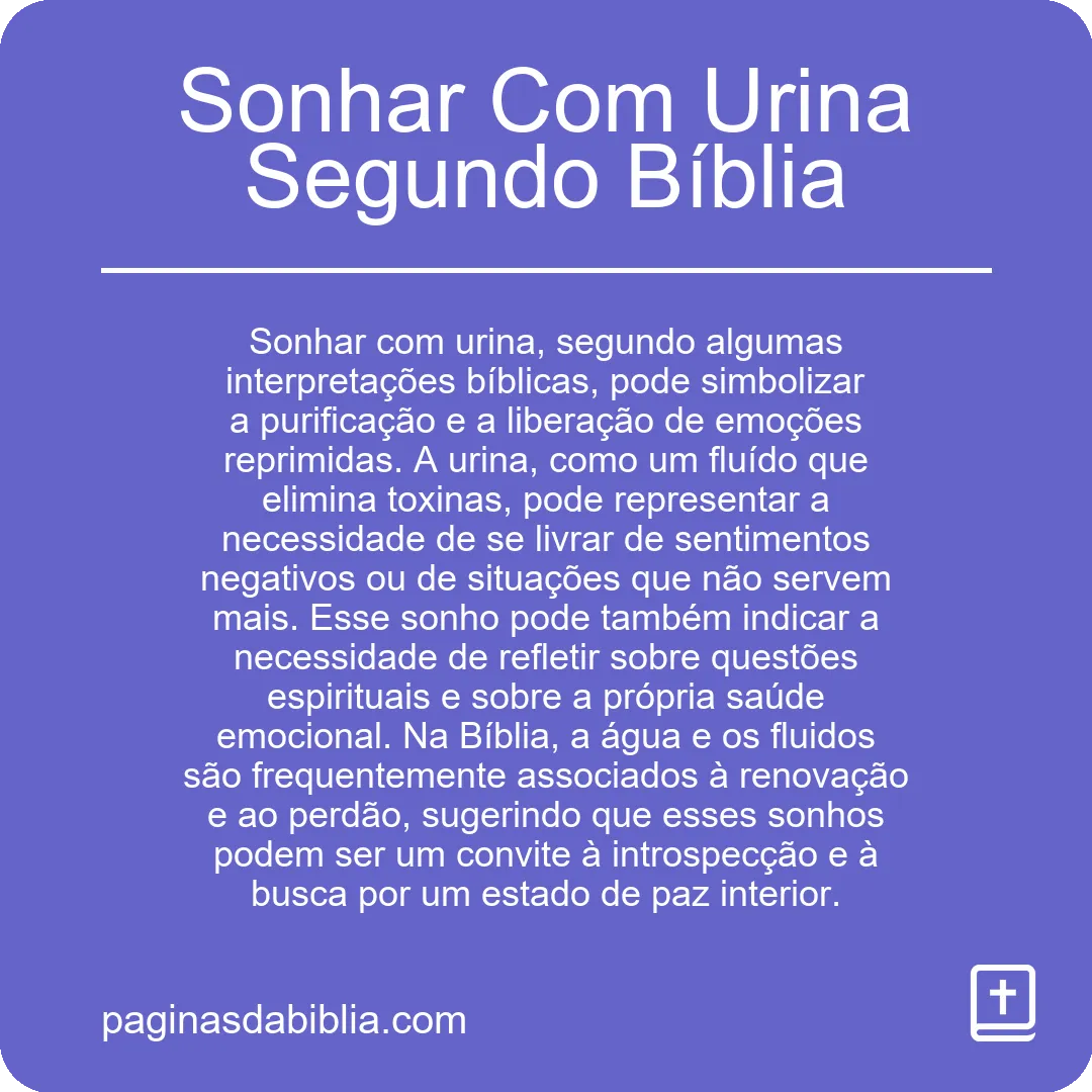 Sonhar Com Urina Segundo Bíblia