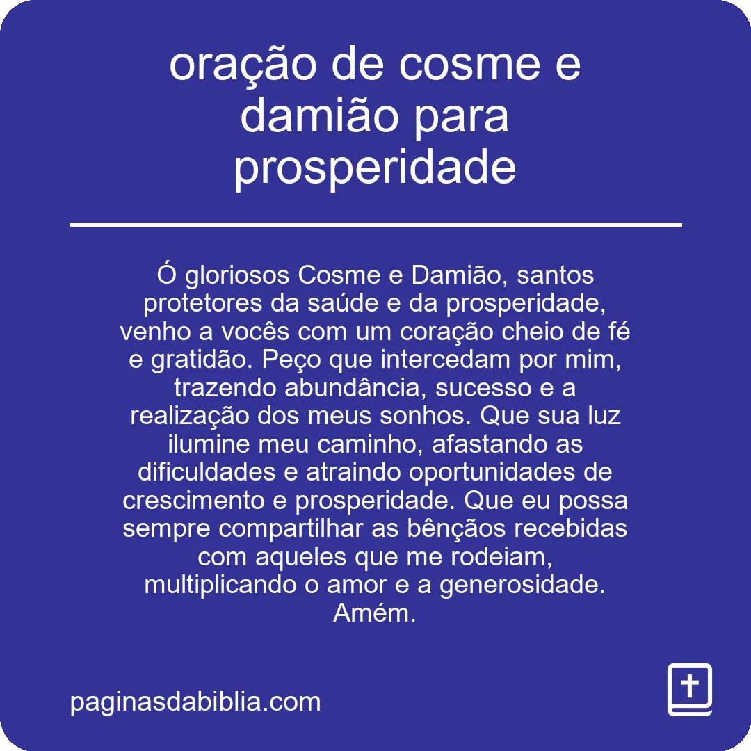 oração de cosme e damião para prosperidade