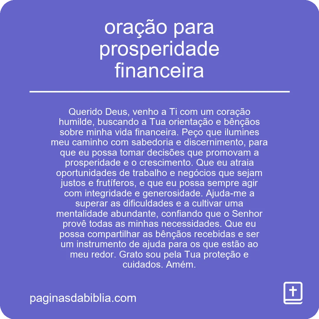 oração para prosperidade financeira