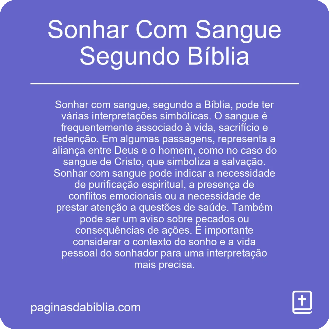 Sonhar Com Sangue Segundo Bíblia