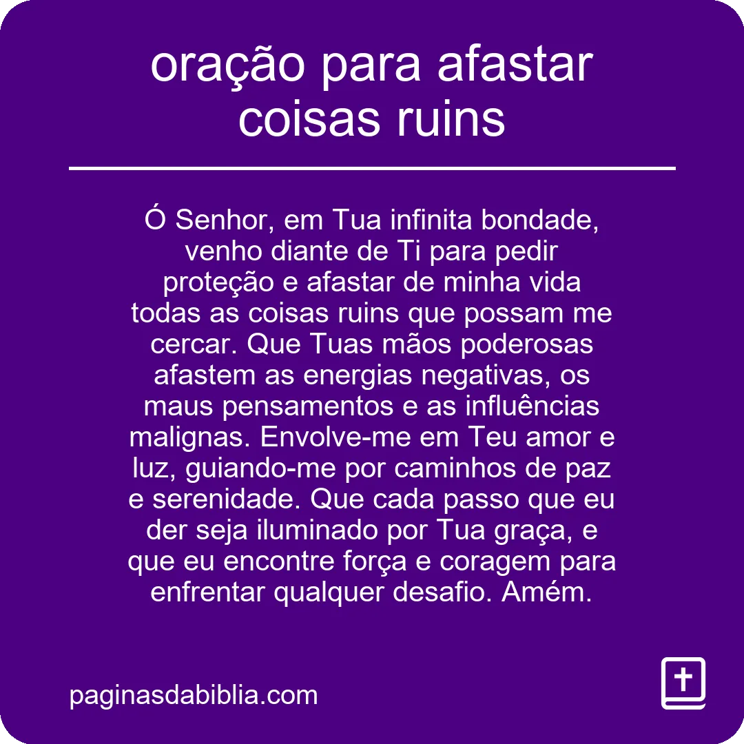 oração para afastar coisas ruins