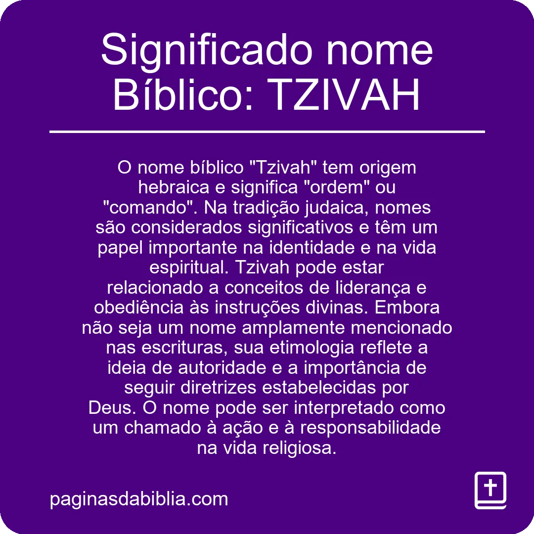 Significado nome Bíblico: TZIVAH