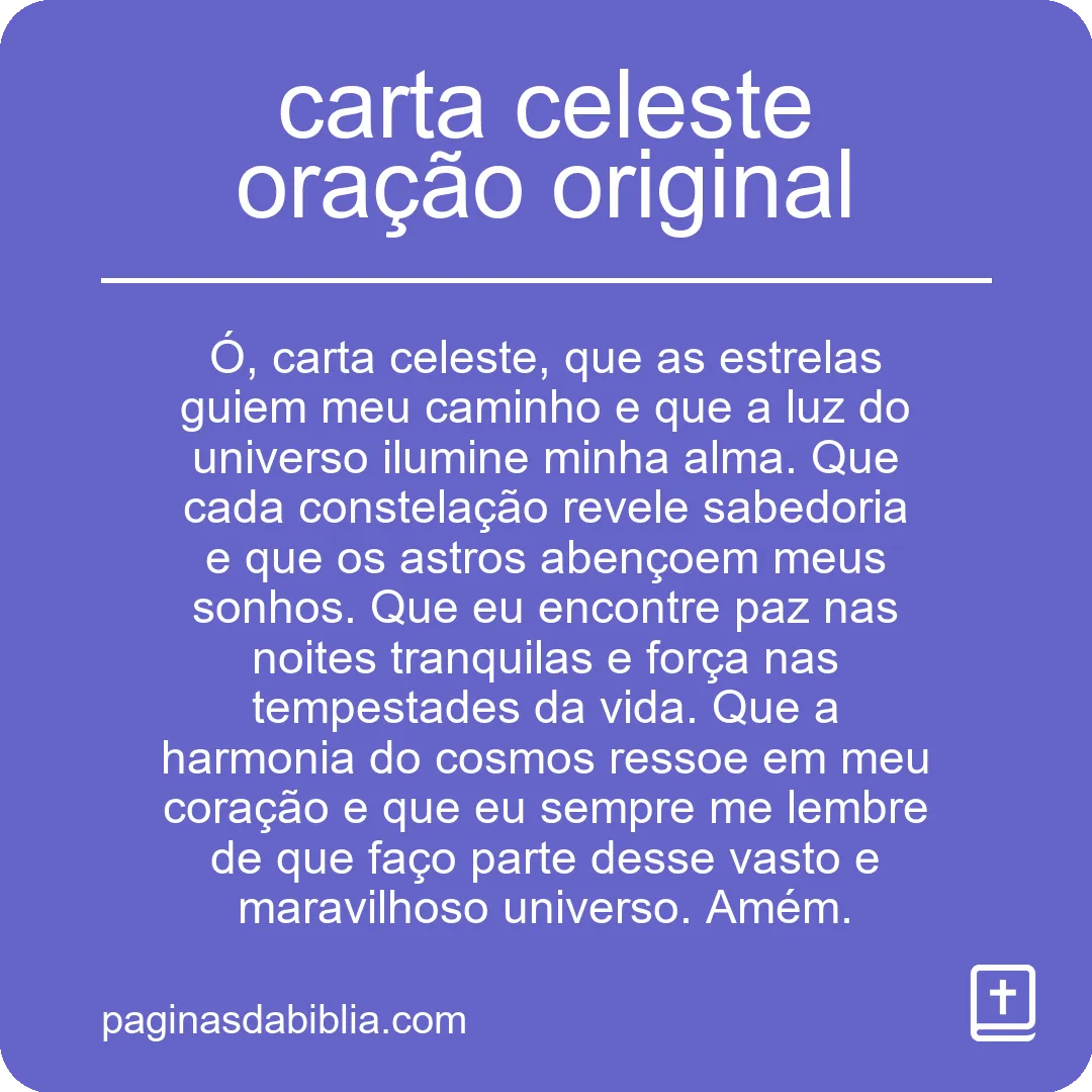 carta celeste oração original