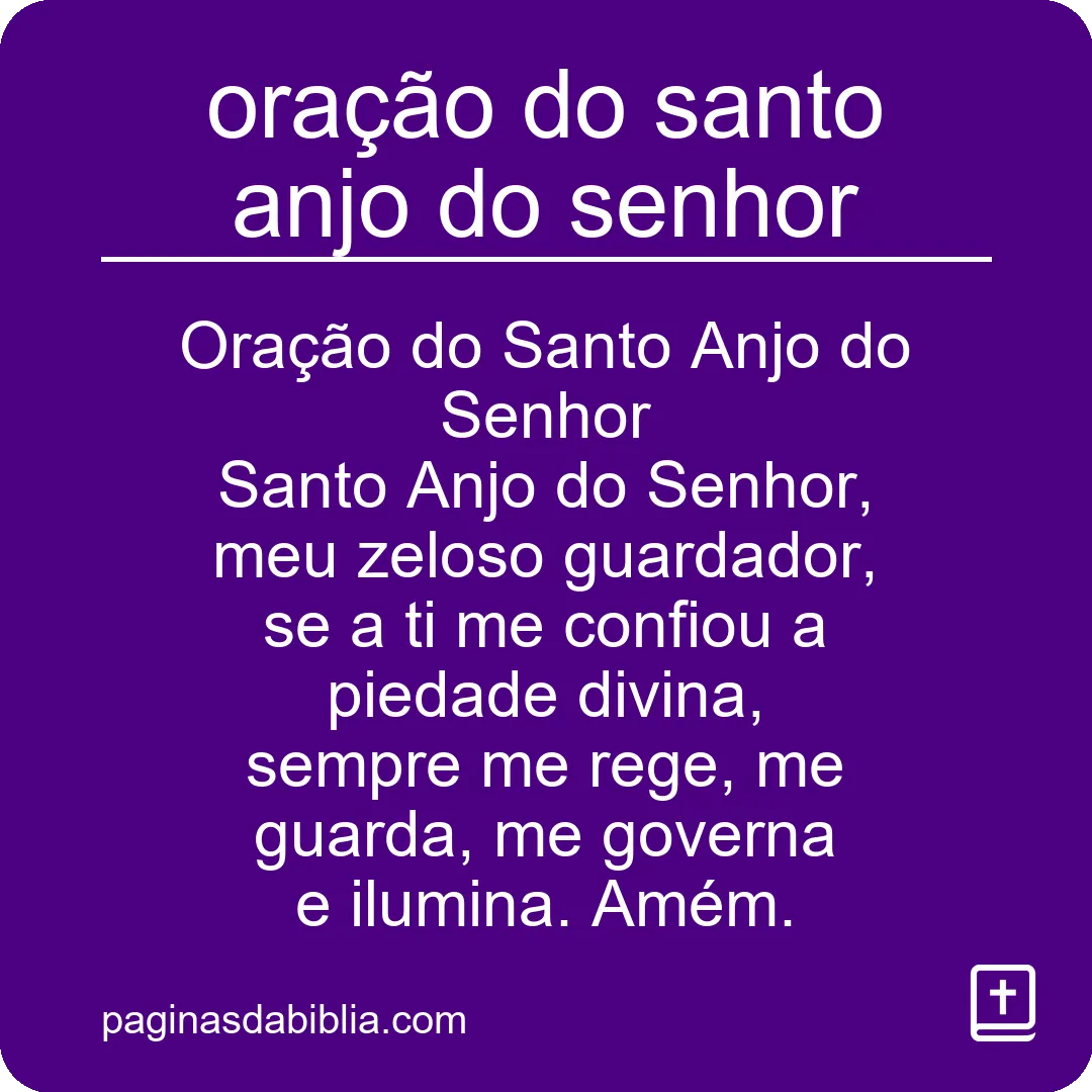 oração do santo anjo do senhor