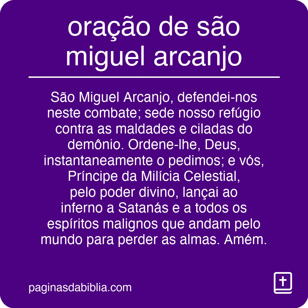 oração de são miguel arcanjo