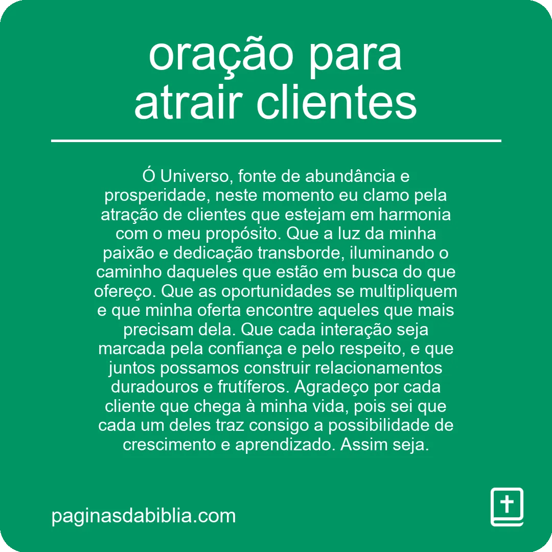 oração para atrair clientes