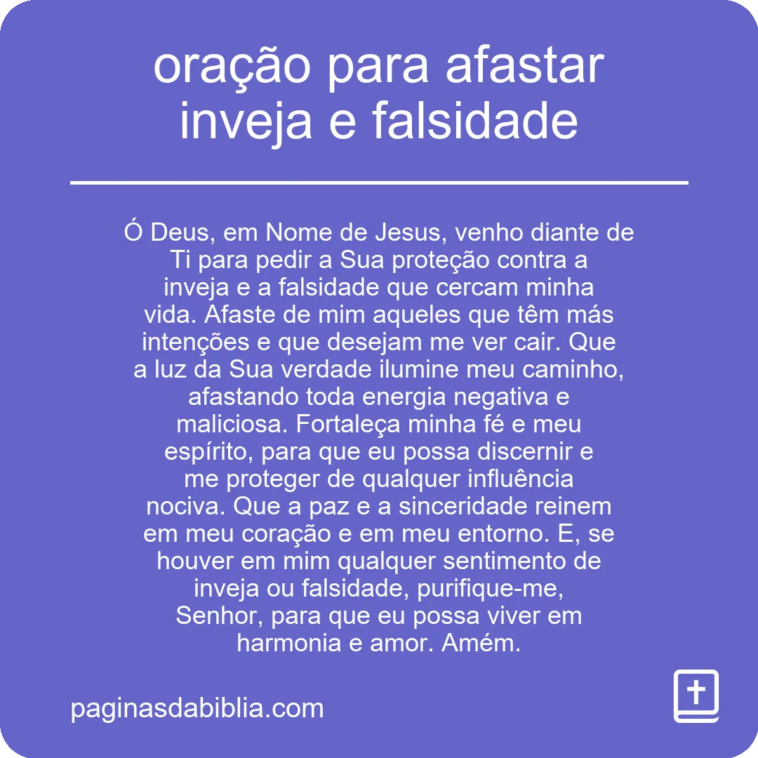 oração para afastar inveja e falsidade