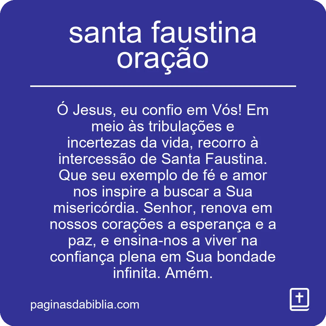 santa faustina oração