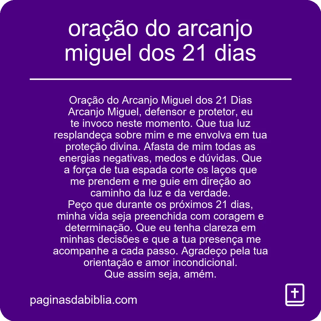 oração do arcanjo miguel dos 21 dias