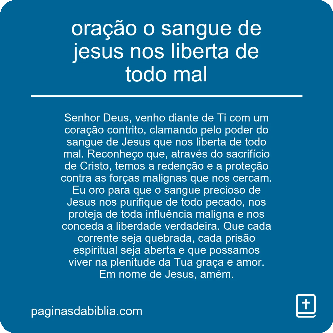 oração o sangue de jesus nos liberta de todo mal