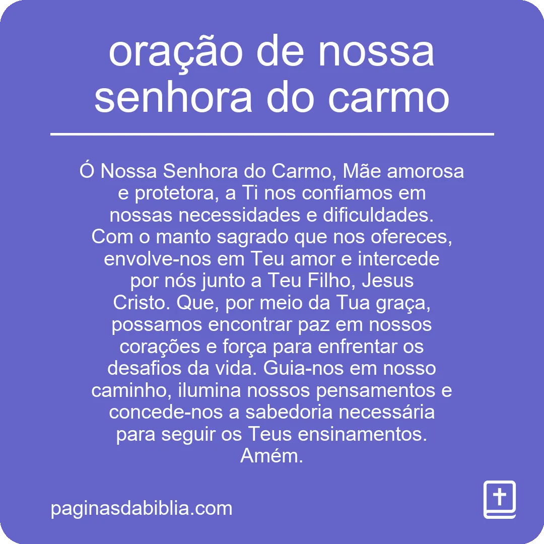 oração de nossa senhora do carmo