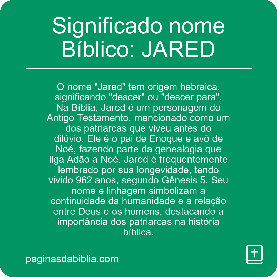 Significado nome Bíblico: JARED