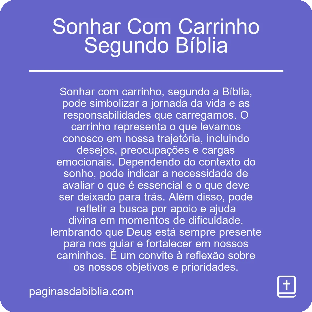 Sonhar Com Carrinho Segundo Bíblia