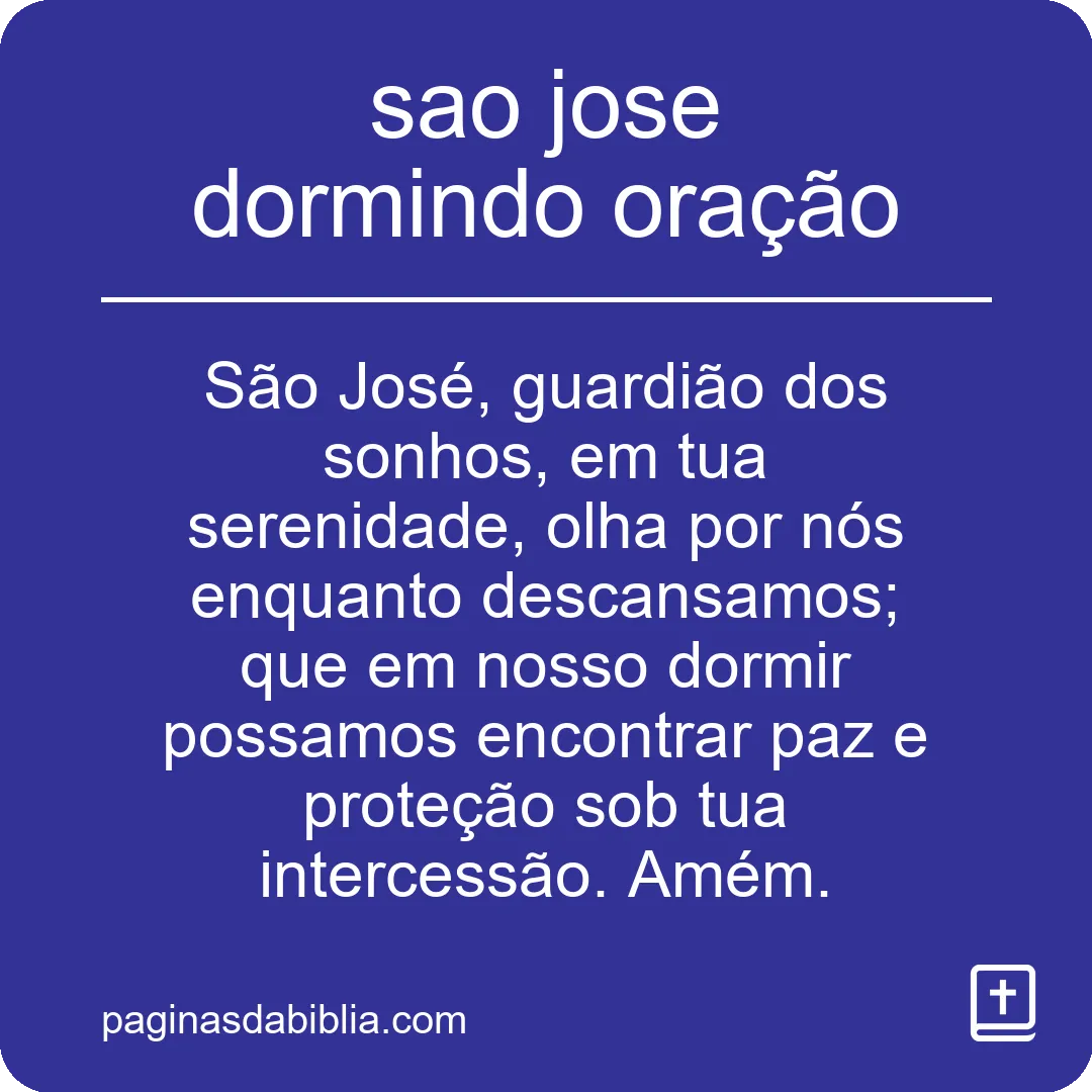 sao jose dormindo oração