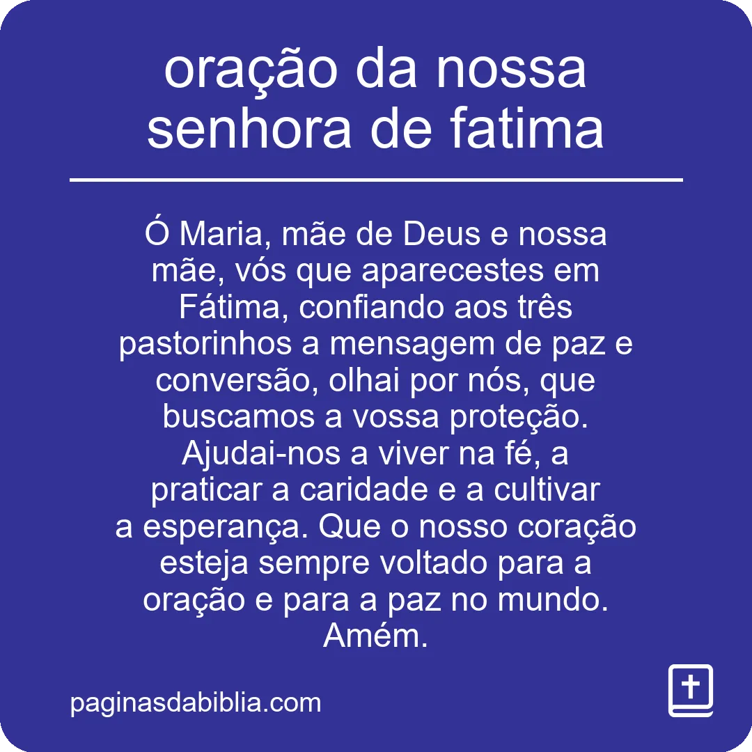 oração da nossa senhora de fatima