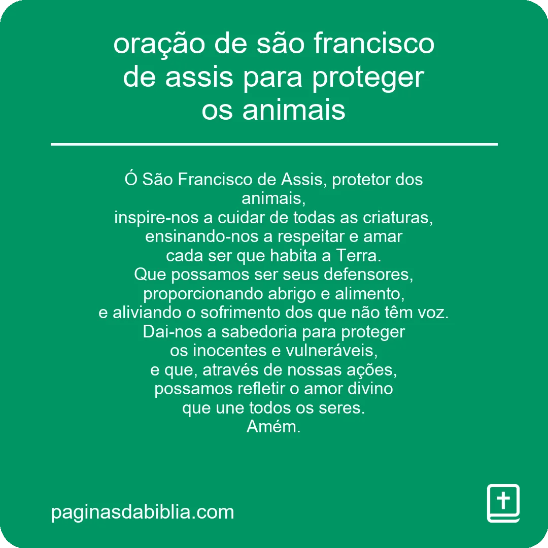 oração de são francisco de assis para proteger os animais