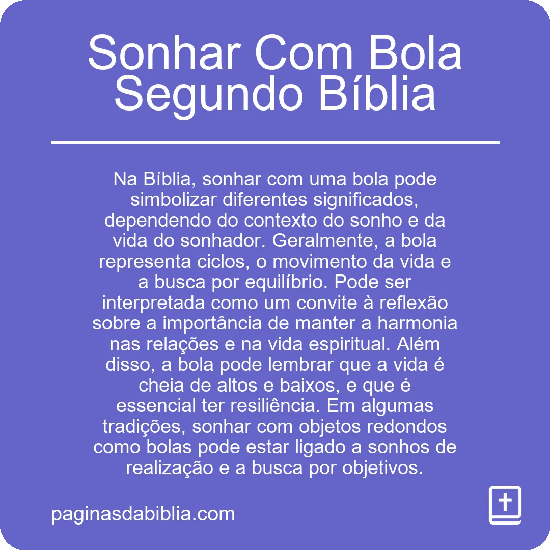 Sonhar Com Bola Segundo Bíblia