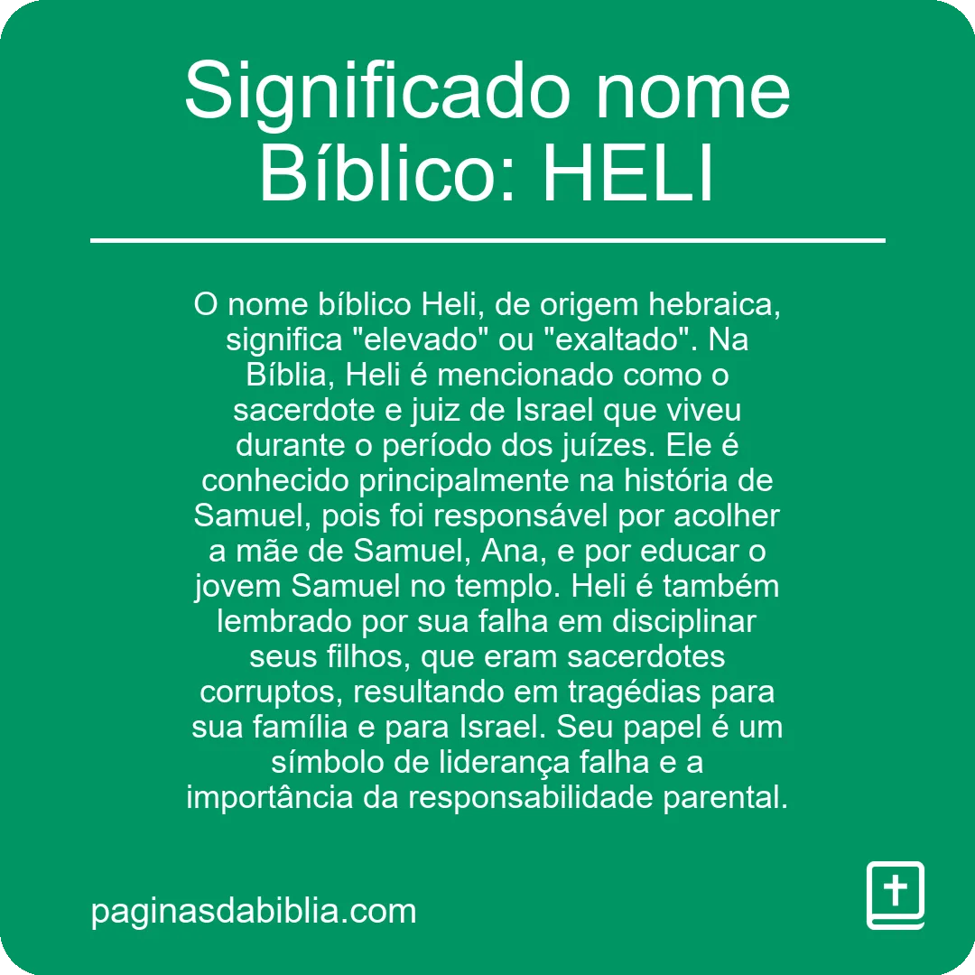 Significado nome Bíblico: HELI