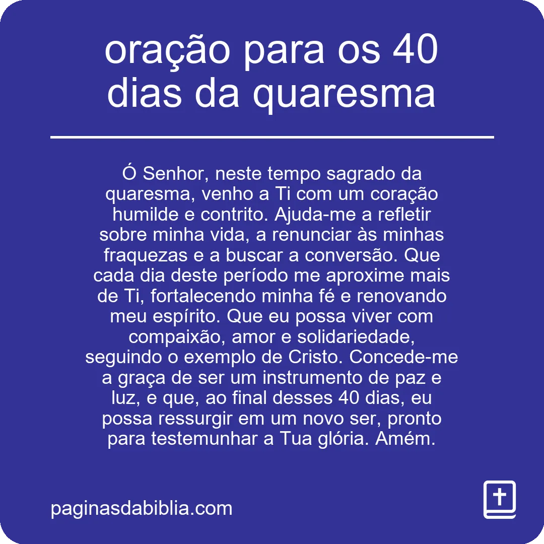 oração para os 40 dias da quaresma