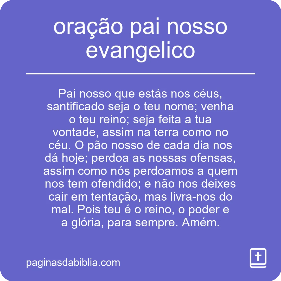 oração pai nosso evangelico