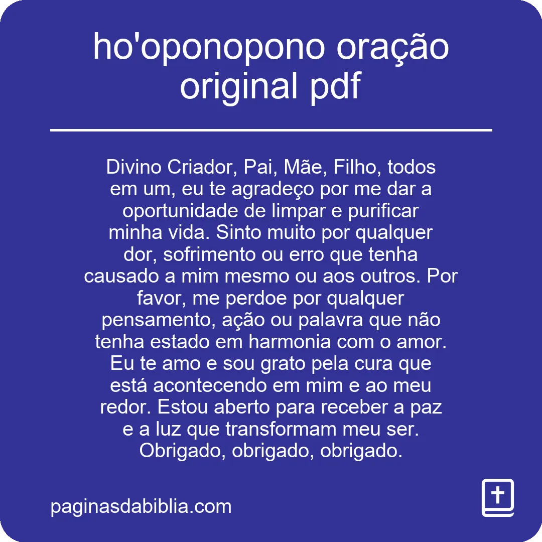 ho'oponopono oração original pdf