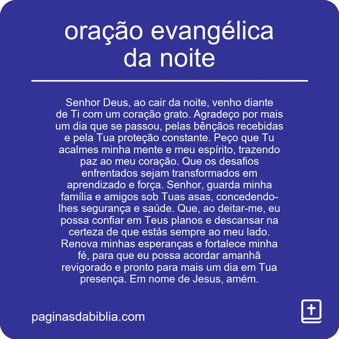 oração evangélica da noite