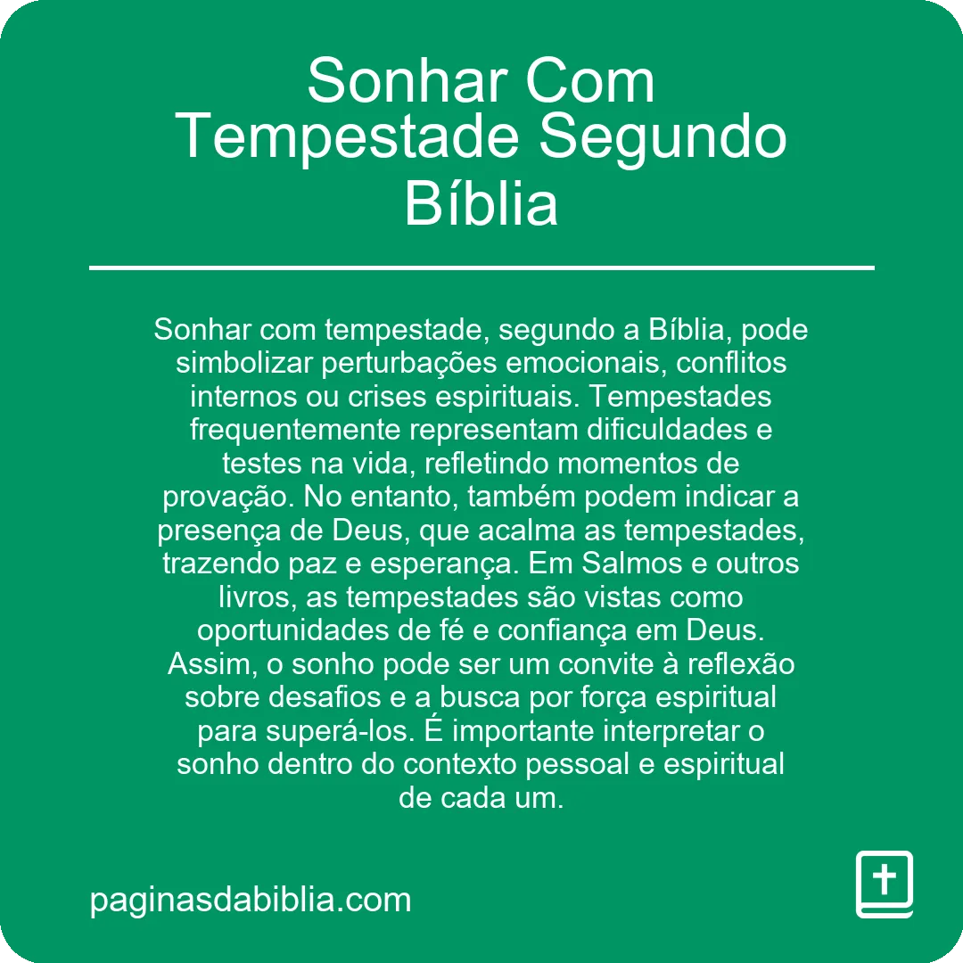 Sonhar Com Tempestade Segundo Bíblia