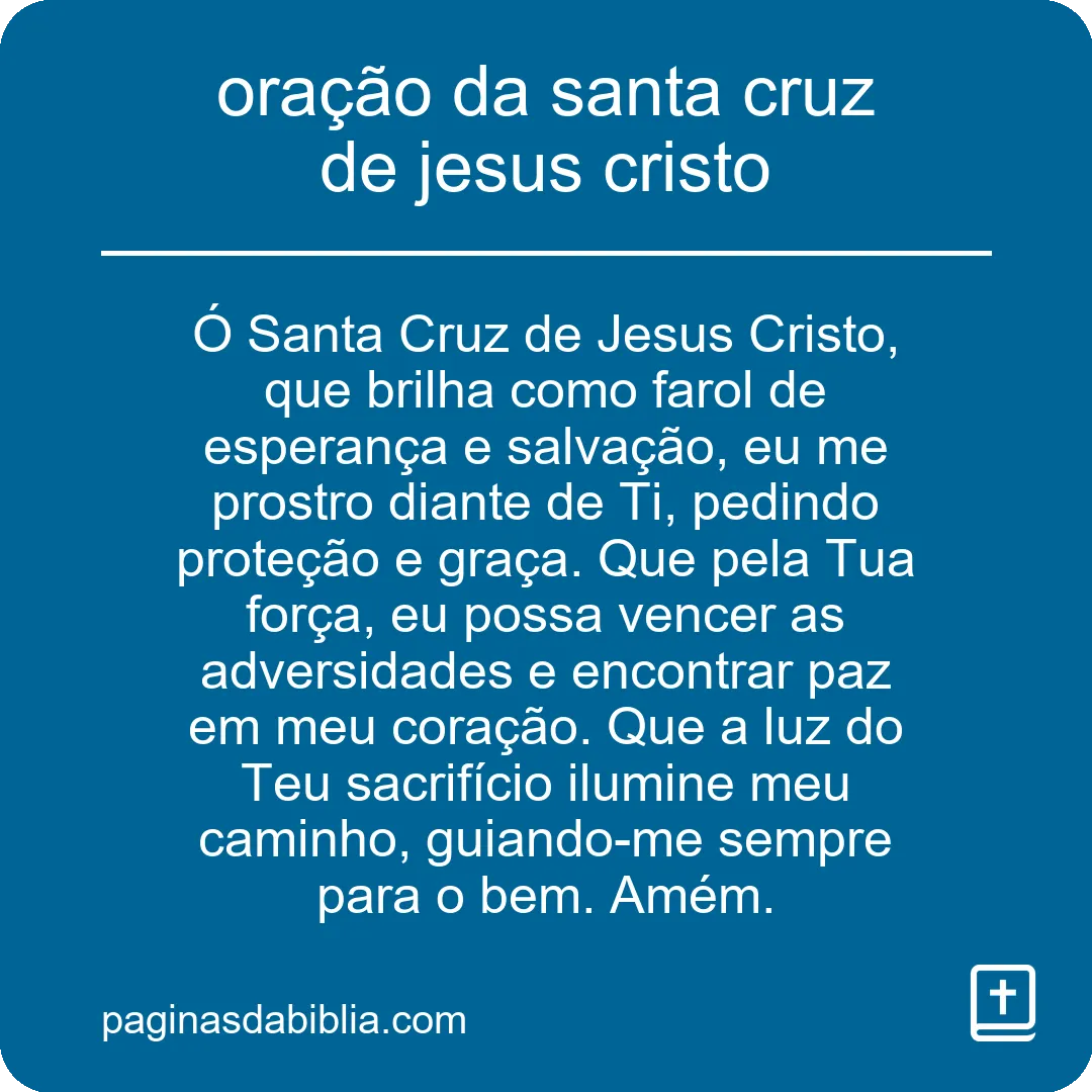 oração da santa cruz de jesus cristo