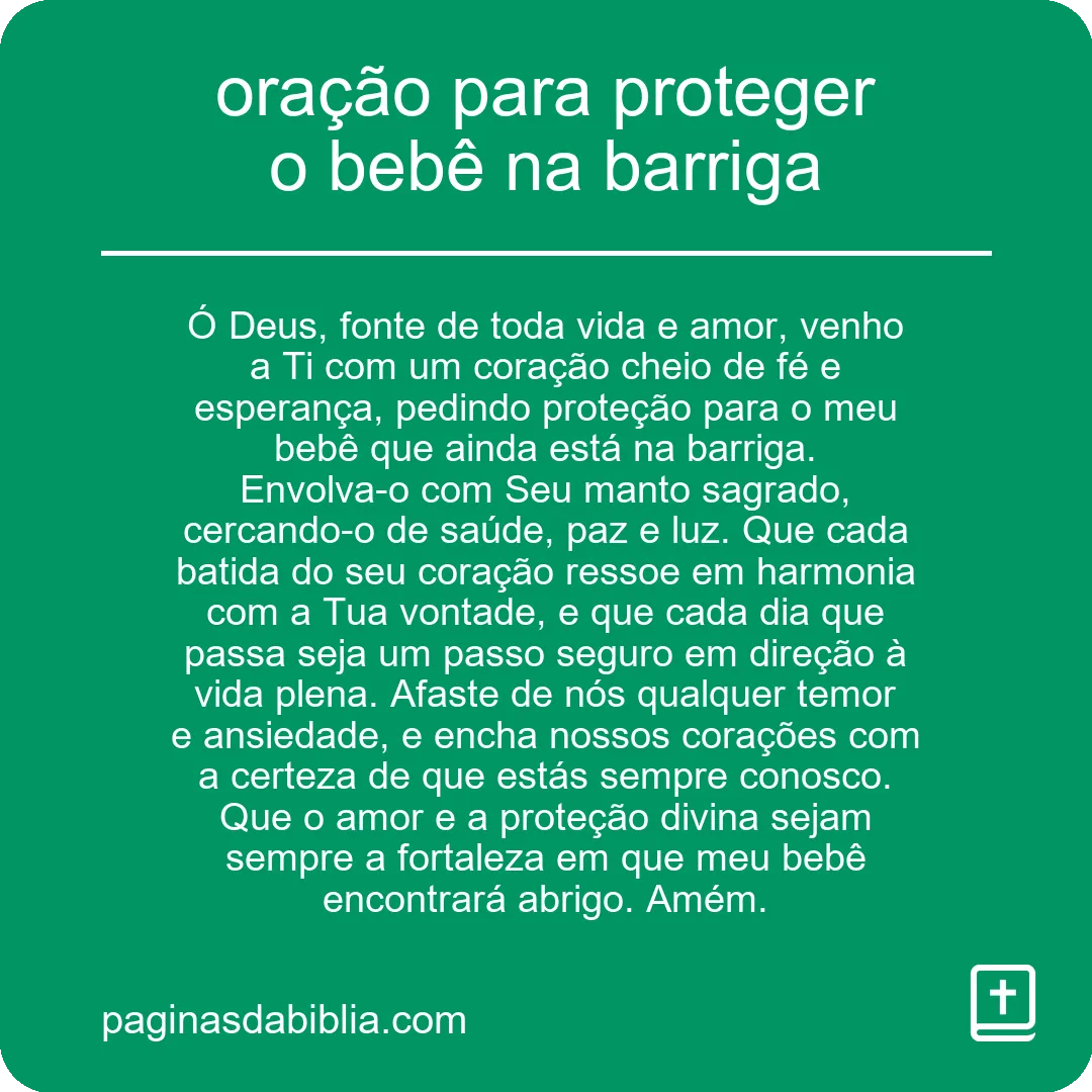 oração para proteger o bebê na barriga