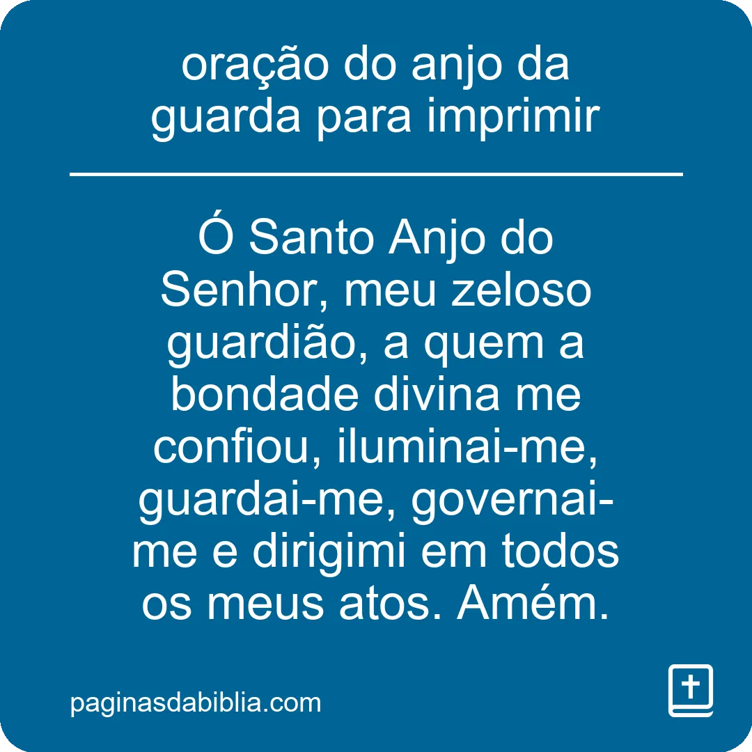 oração do anjo da guarda para imprimir