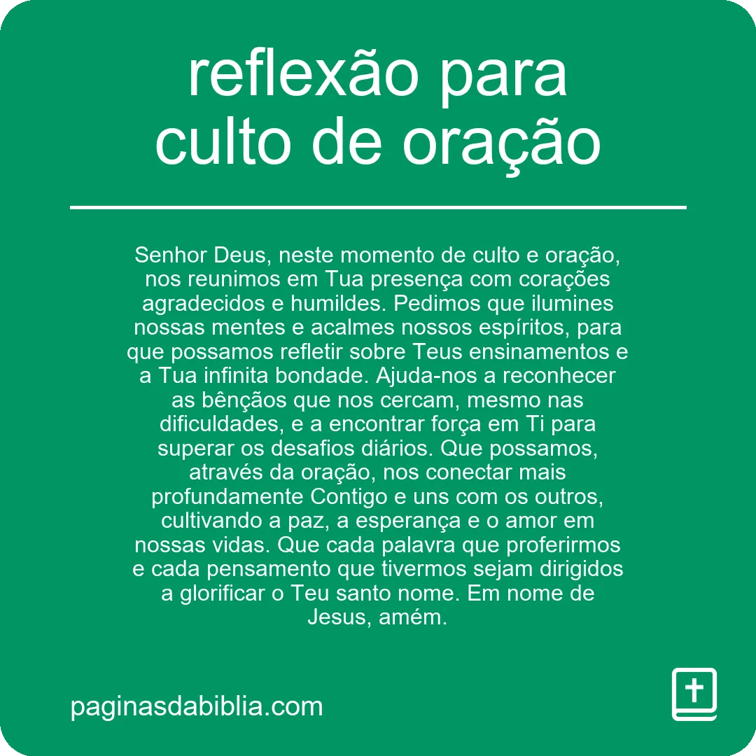 reflexão para culto de oração