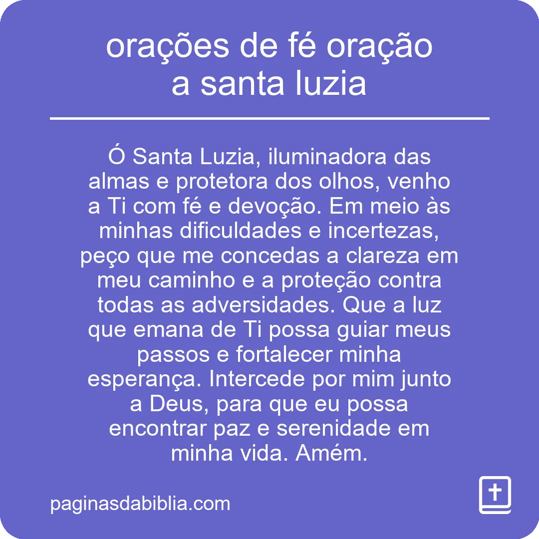 orações de fé oração a santa luzia