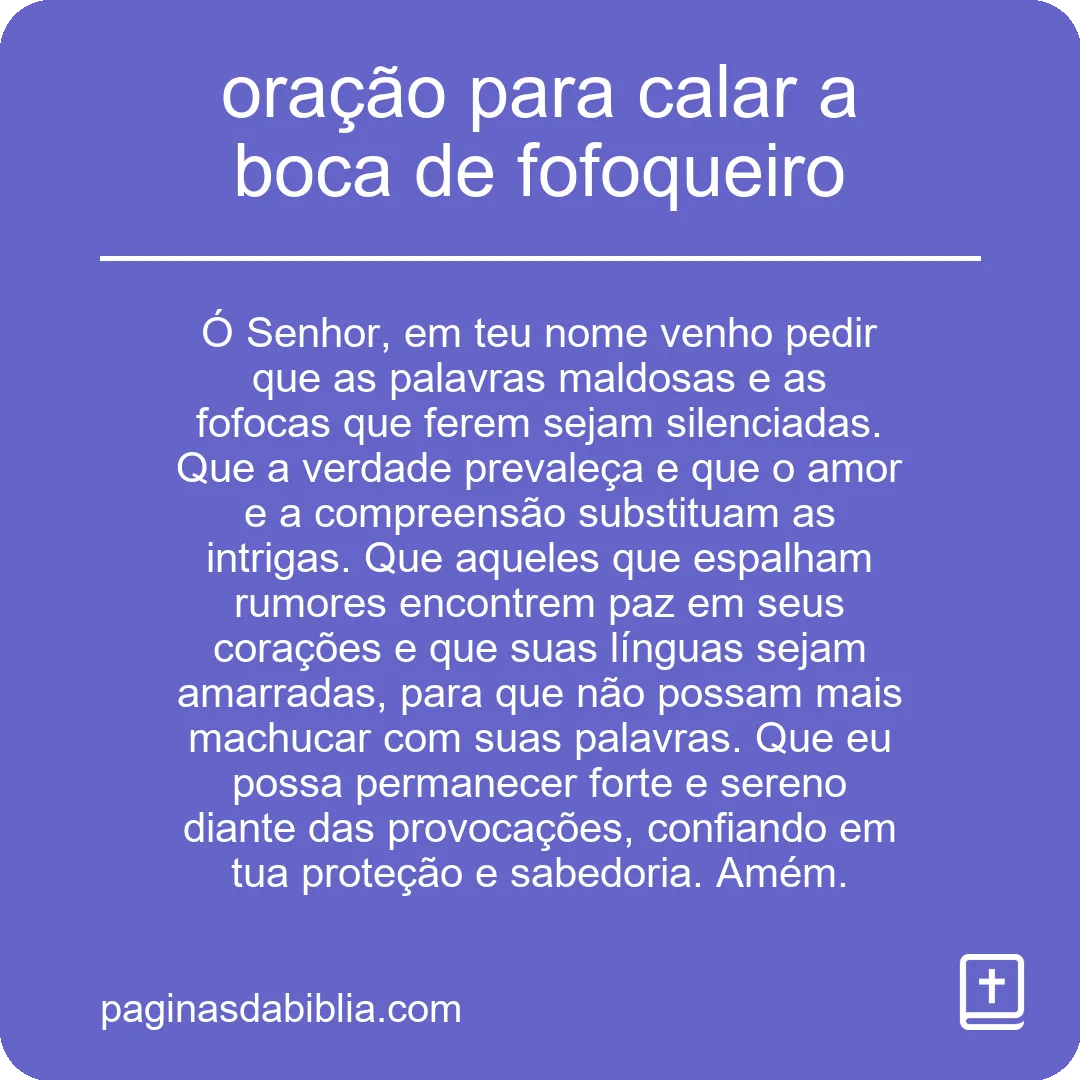 oração para calar a boca de fofoqueiro