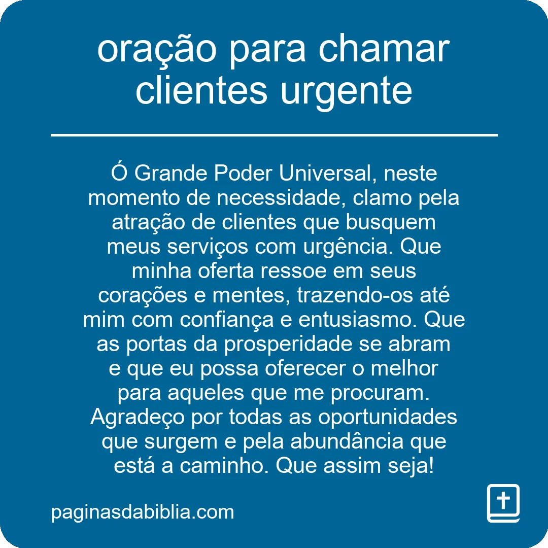 oração para chamar clientes urgente