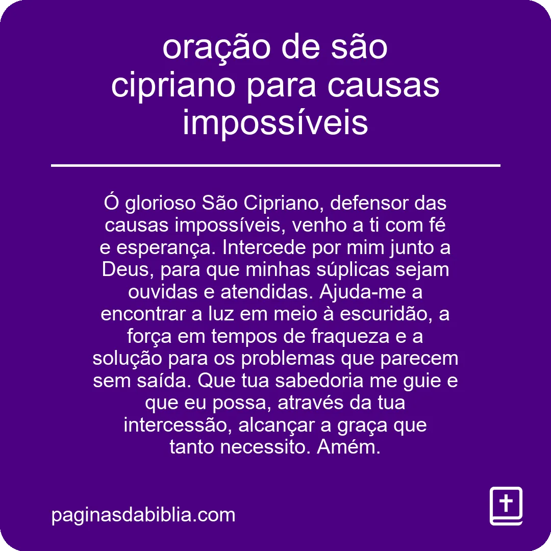 oração de são cipriano para causas impossíveis