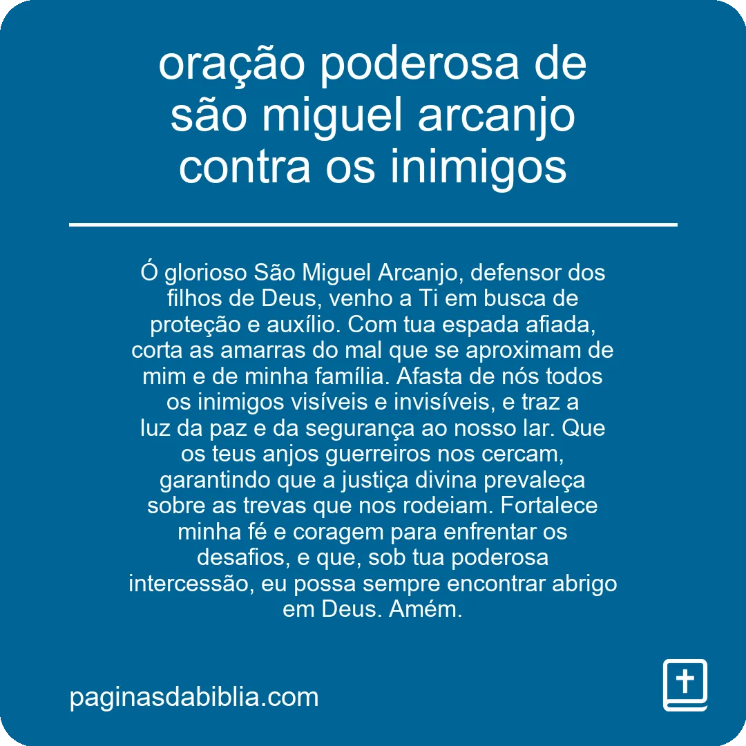 oração poderosa de são miguel arcanjo contra os inimigos