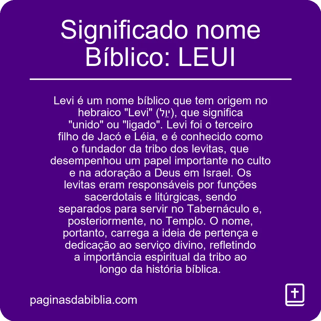 Significado nome Bíblico: LEUI