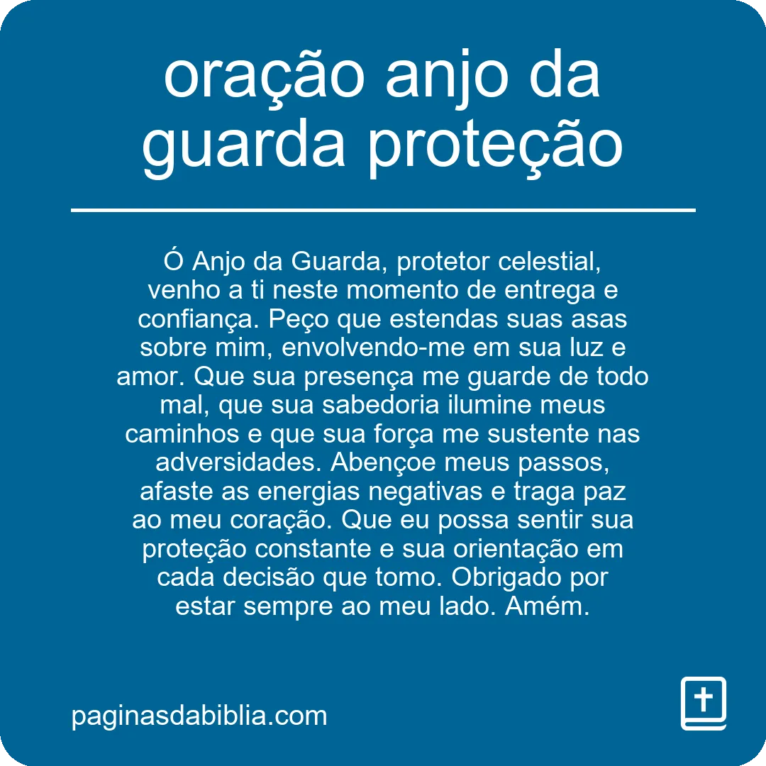 oração anjo da guarda proteção