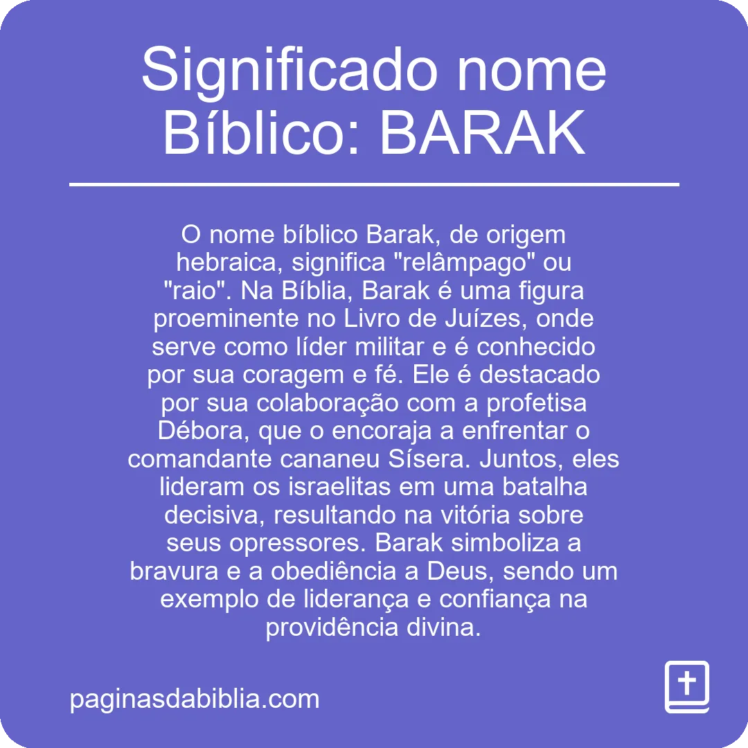 Significado nome Bíblico: BARAK