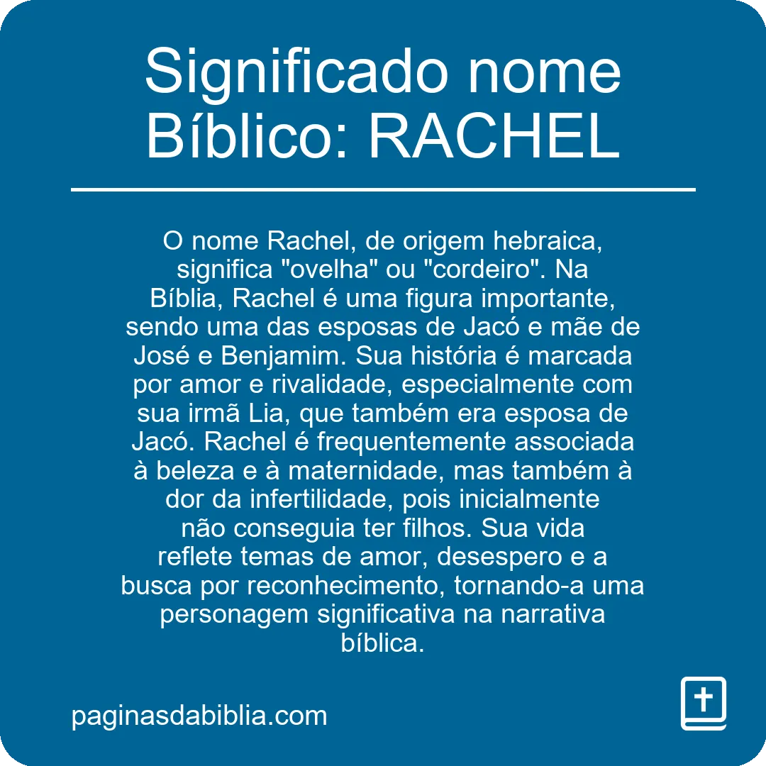 Significado nome Bíblico: RACHEL