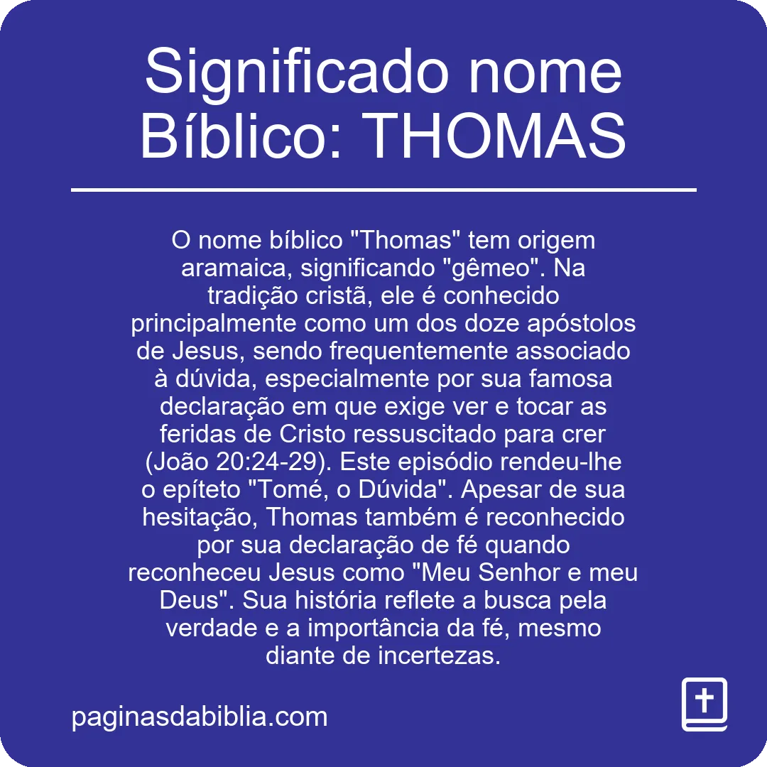 Significado nome Bíblico: THOMAS