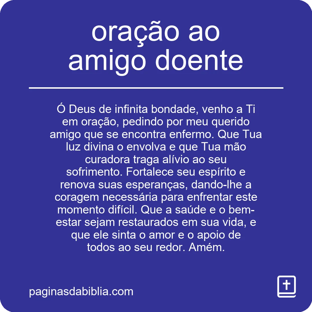 oração ao amigo doente