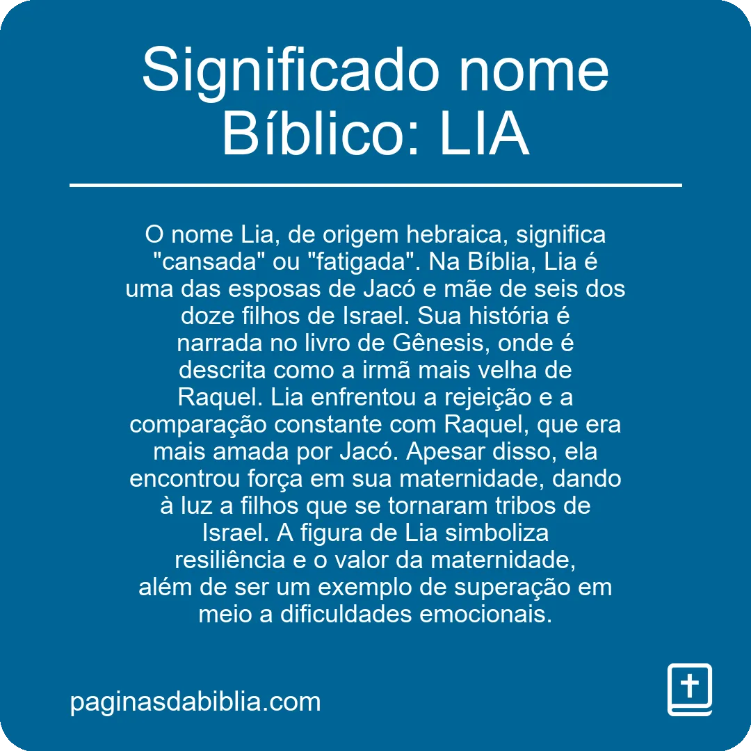 Significado nome Bíblico: LIA