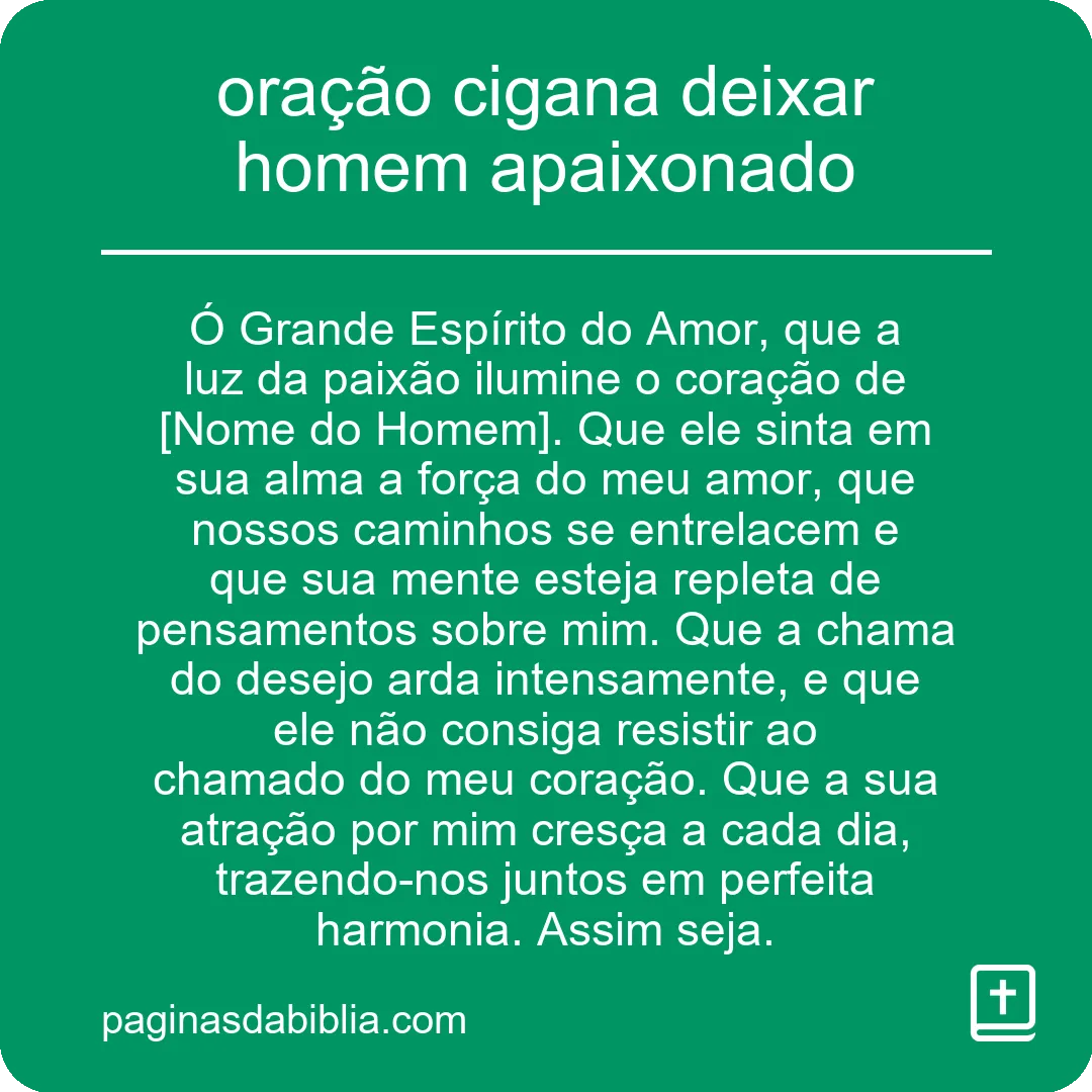 oração cigana deixar homem apaixonado