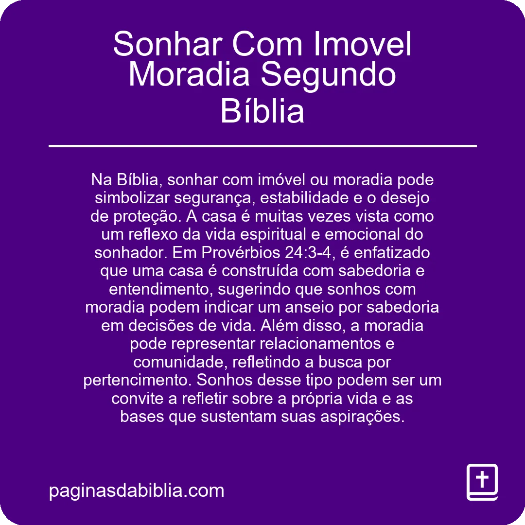 Sonhar Com Imovel Moradia Segundo Bíblia