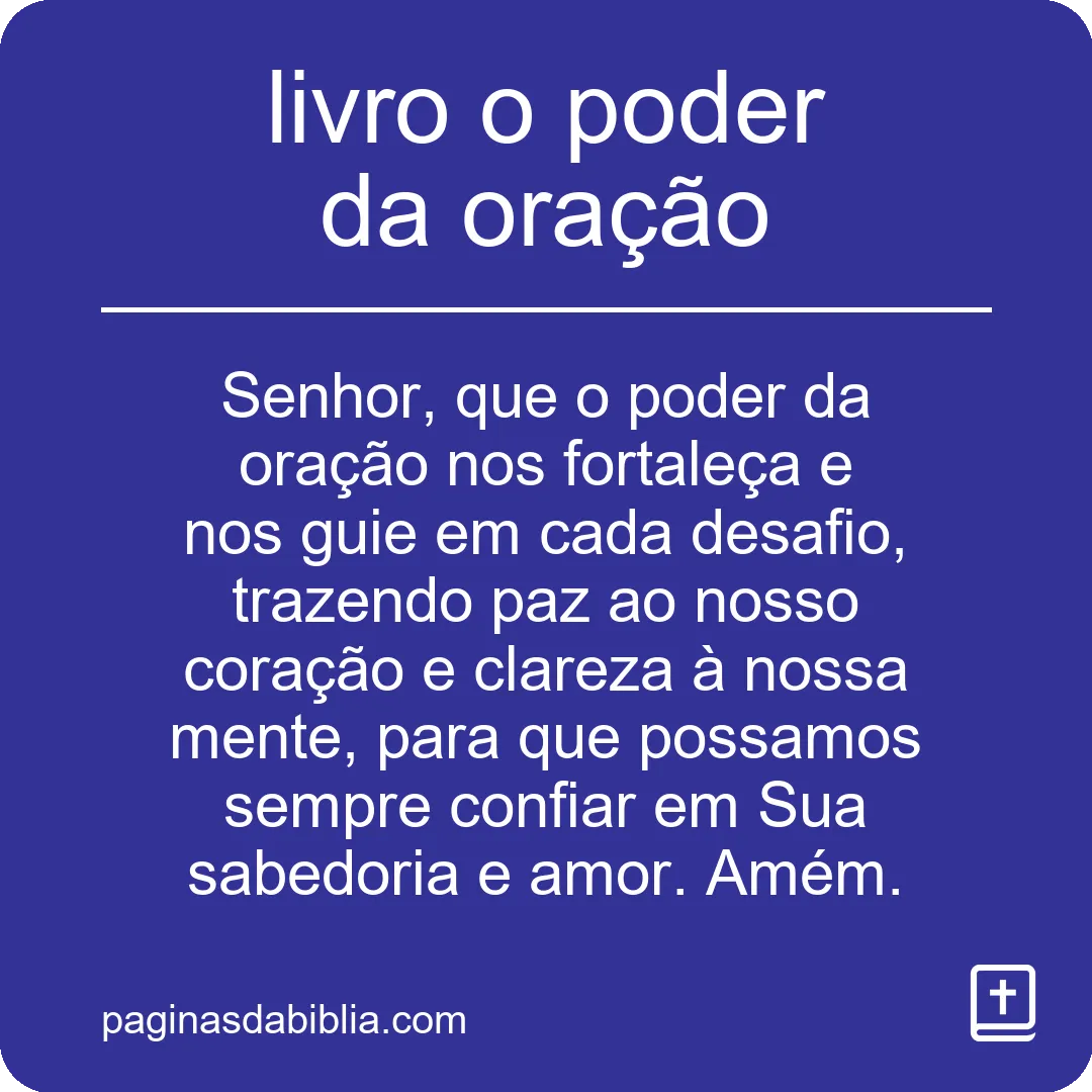 livro o poder da oração