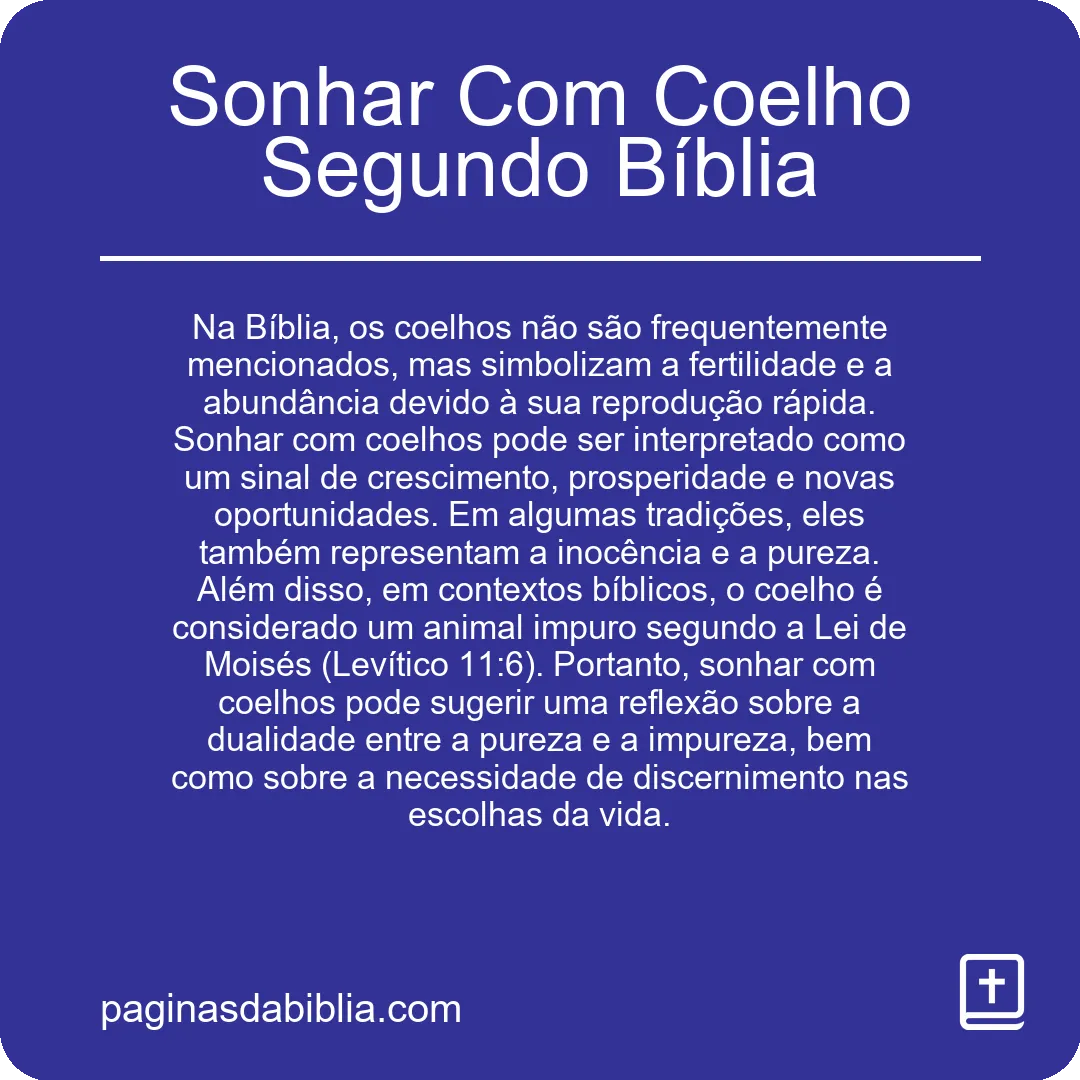 Sonhar Com Coelho Segundo Bíblia